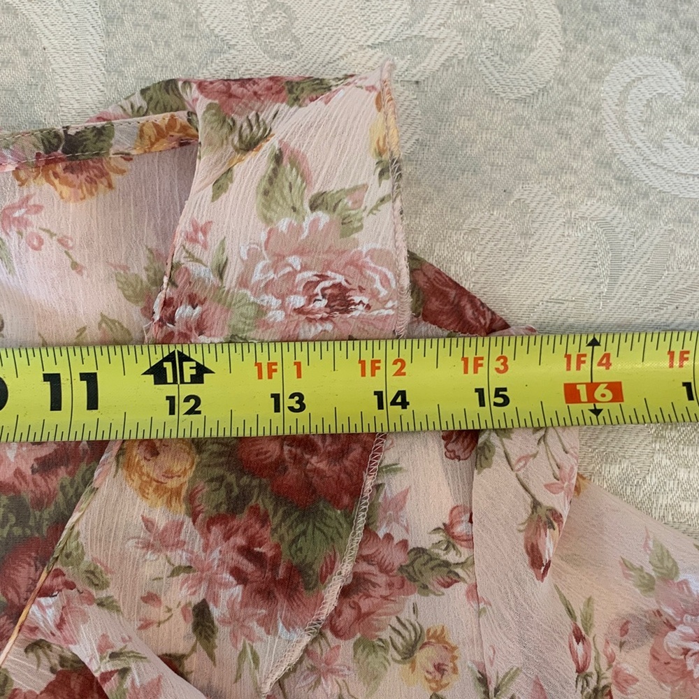 Boston Proper Floral Ruffle Blouse - Pink and White - Picture 7 of 8